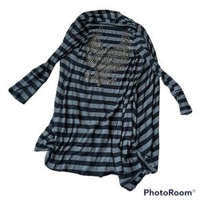 S-Twelve striped waterfall cardigan with angel studded back detailing